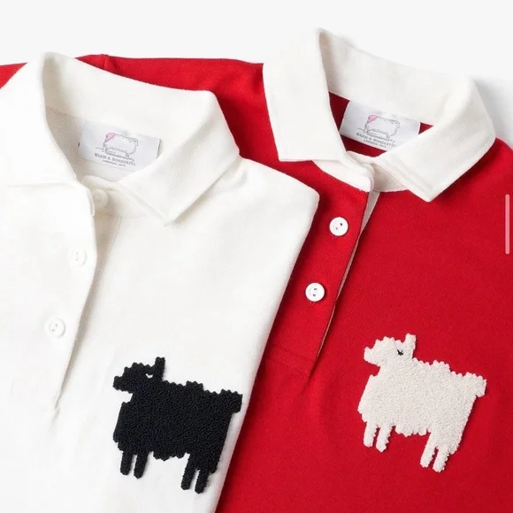 Rowing Blazers x Warm & Wonderful Cropped Sheep Rugby Polo Top - Picture 2 of 11